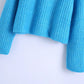 Neuer lockerer Strickpullover mit hohem Kragen und Spikes 7498