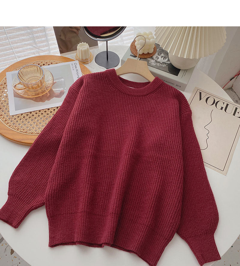 Loses Langarm-Pullover-Oberteil 6030 im koreanischen Stil