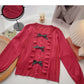 Cardigan tricoté vintage à col en T et nœud 6494