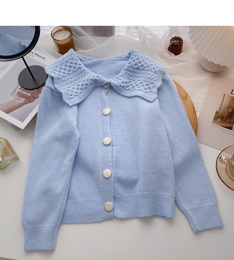 Temperament aging single breasted doll neck long sleeve slim top  6024