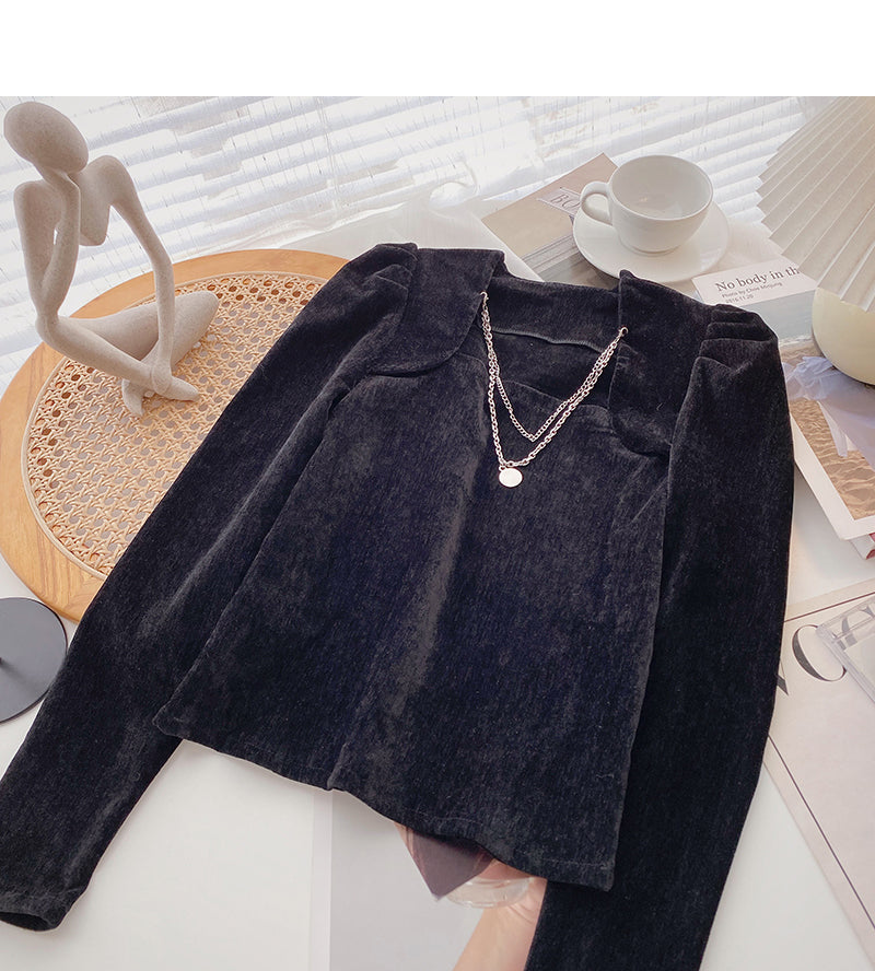 Design Kette Square Neck Shirt Pullover Top 6355