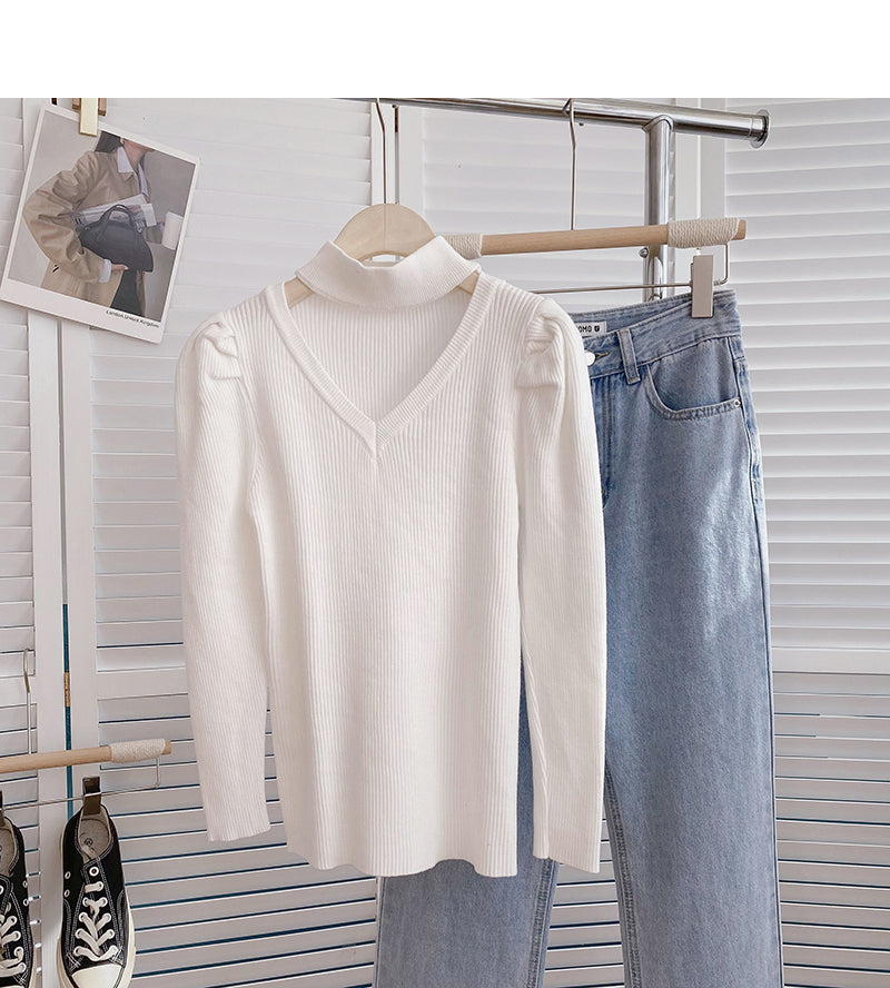 Design sense personalized sweater stand collar top  6520