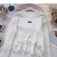 Loser vielseitiger Pullover mit Rundhalsausschnitt, unregelmäßiges kurzes Top 6183