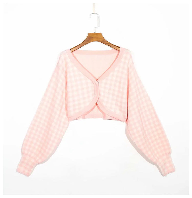 Strickjacke Mädchenoberteil hohe Taille offener Nabelpullover Mantelpullover 7170