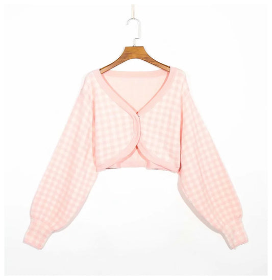 Strickjacke Mädchenoberteil hohe Taille offener Nabelpullover Mantelpullover 7170