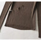 Design sense irregular round neck slim fit pure color versatile knitted cardigan  7367