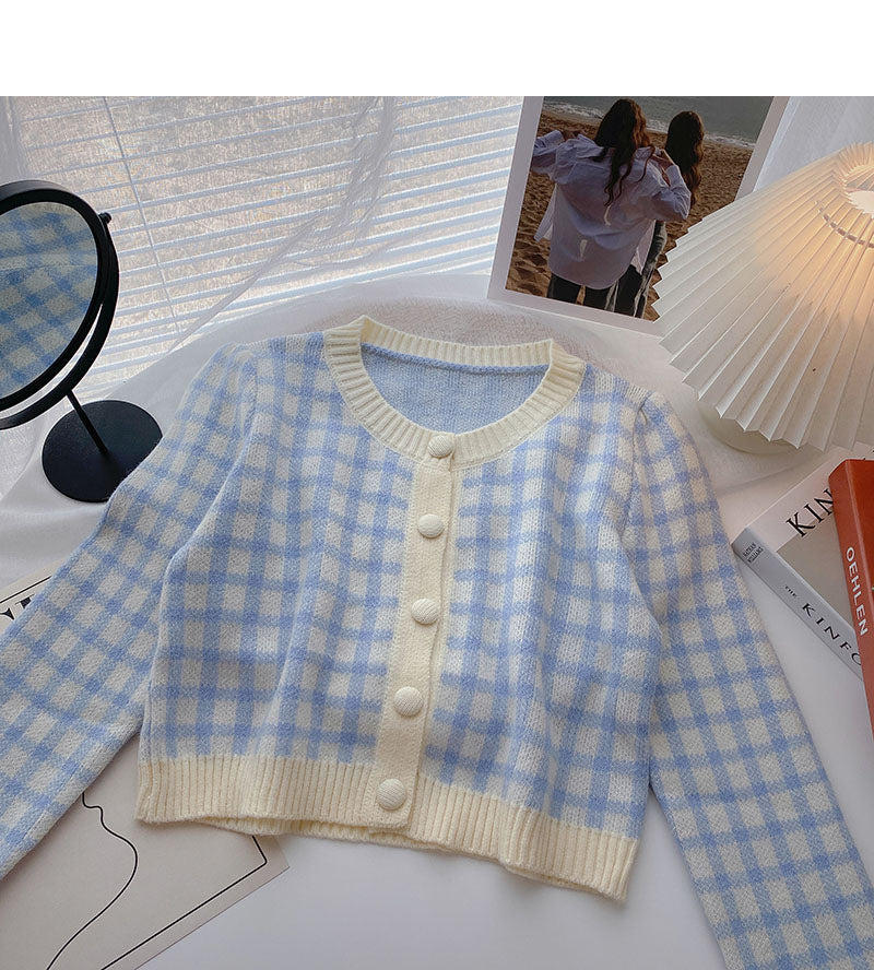 Small aging short long sleeve Knitted Top  6439