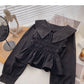 Baby collar design shirt Vintage French long sleeve top  6377