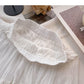 Temperament high waist pleated lace A-line skirt  5815