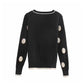 Vintage Dot Schwarz-Weiß-Kontrast V-Neck Sweater Cardigan Jacket 7419