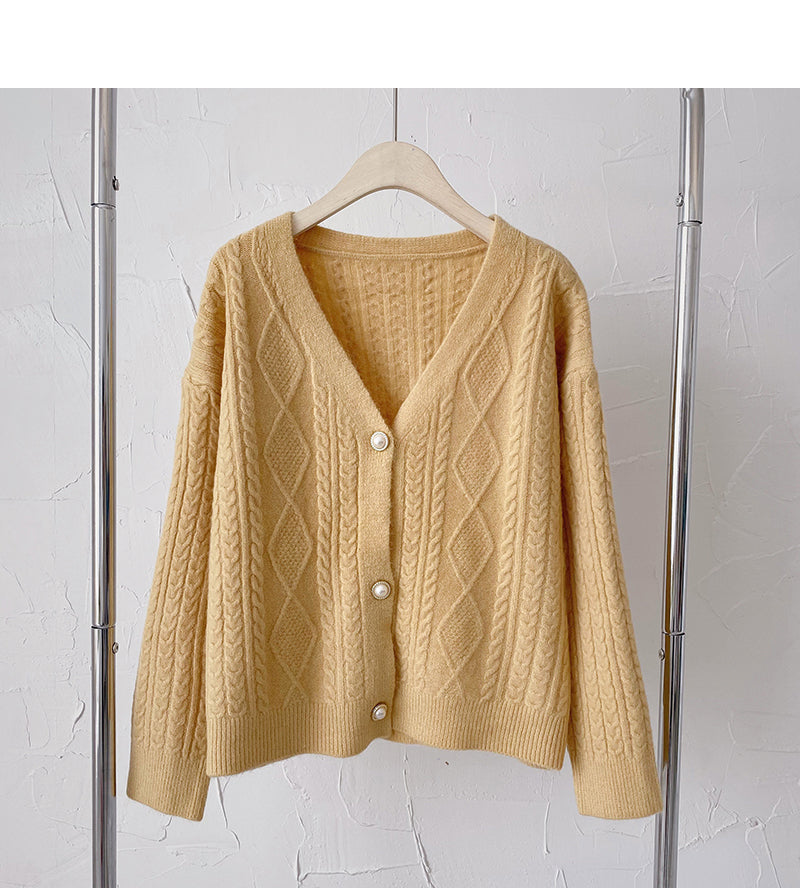 Single breasted V-neck Vintage sweater cardigan  6179