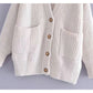 Loose medium length knitted cardigan coat  7288