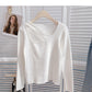 Hohler Pullover mit Rundhalsausschnitt in kleinem Design 6629