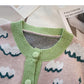 Foreign style retro oil painting color matching coat knitted cardigan  5960