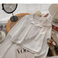 Simple casual short Lapel Pullover long sleeve top  6665
