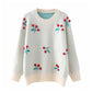 Pull col rond à fleurs tridimensionnelles, pull tricoté, haut ample et paresseux 7388