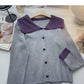 Baby collar long sleeve Vintage sweater single breasted top  6517