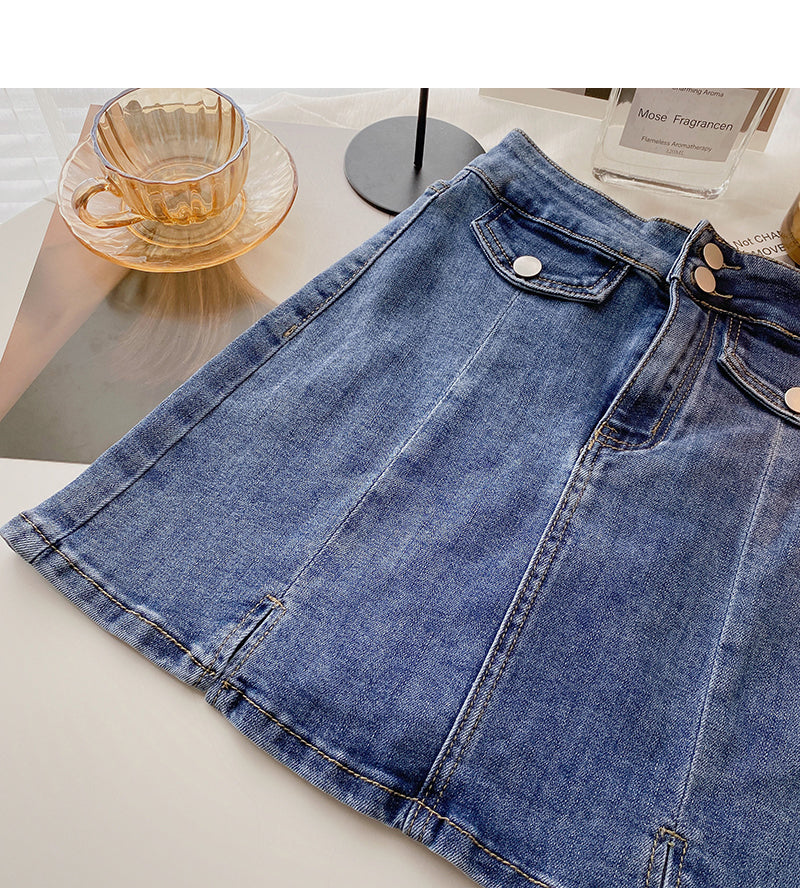 Retro-Rock im Hongkong-Stil, einfach, schmal, hohe Taille, Mode 5669