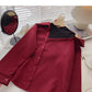 Design off shoulder stitching long sleeve Pullover Crew Neck Shirt  6334
