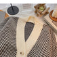 Lazy wind stripe sweater coat Long Sleeve Top  6044