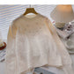 Small fresh and sweet foreign style nail bead round neck twist coat  6004