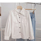 Korean slim retro design open line Lapel top  6383