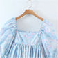 Gentle wind sweet salt bubble sleeve dress  7145