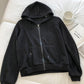 Korean solid color versatile student loose long sleeve short coat  6212