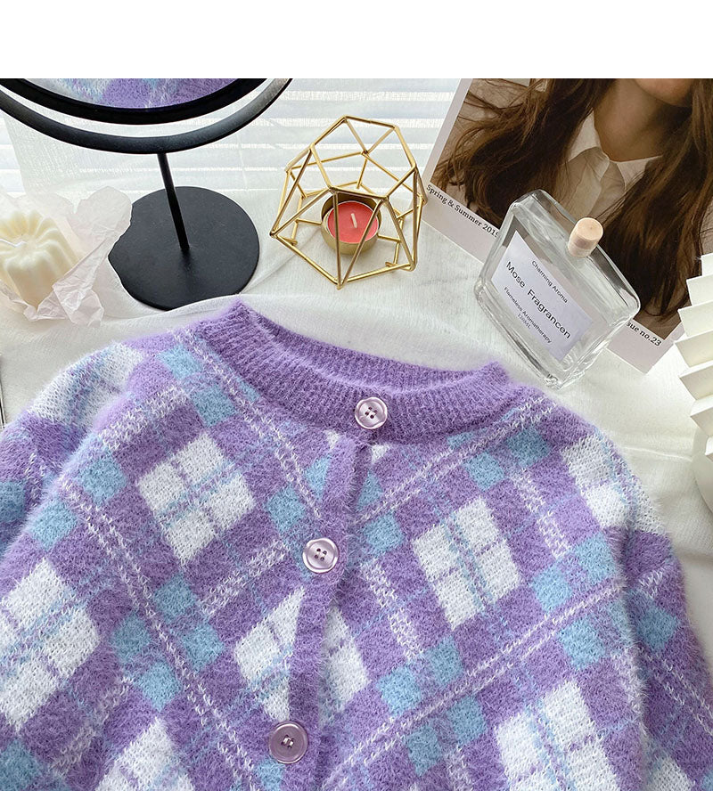 Korean version of foreign style sweet aging small Ling lattice long sleeve top  6009
