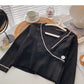 Small man leisure foreign style simple V-neck one button top  6650