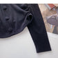 New Korean side pleated slim slim long sleeve top  6344
