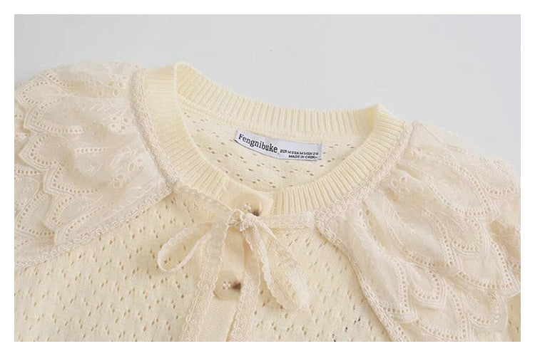 New sweet lace doll neck sweater sweater coat  7161