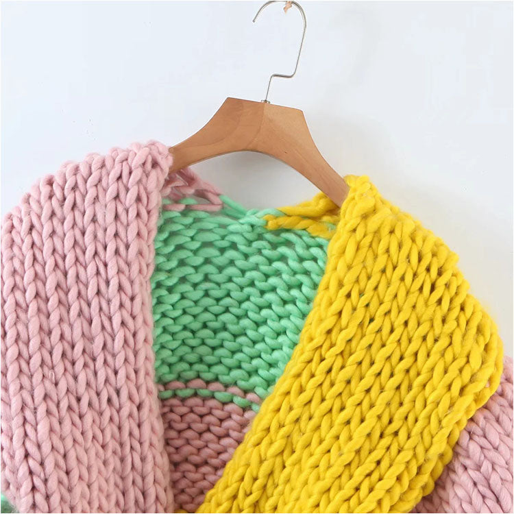 Loose and faul Style Lantern Sleeve Strickjacke 7182