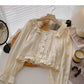 Design sense niche shirt slim French flare sleeve top  6420