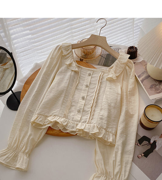 Chemise de niche Design Sense Slim French Flare Sleeve Top 6420