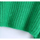 New Vintage crew neck puffy sleeve short sweater  7323