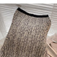 Hong Kong style retro printed leaf A-shaped medium length skirt  5739