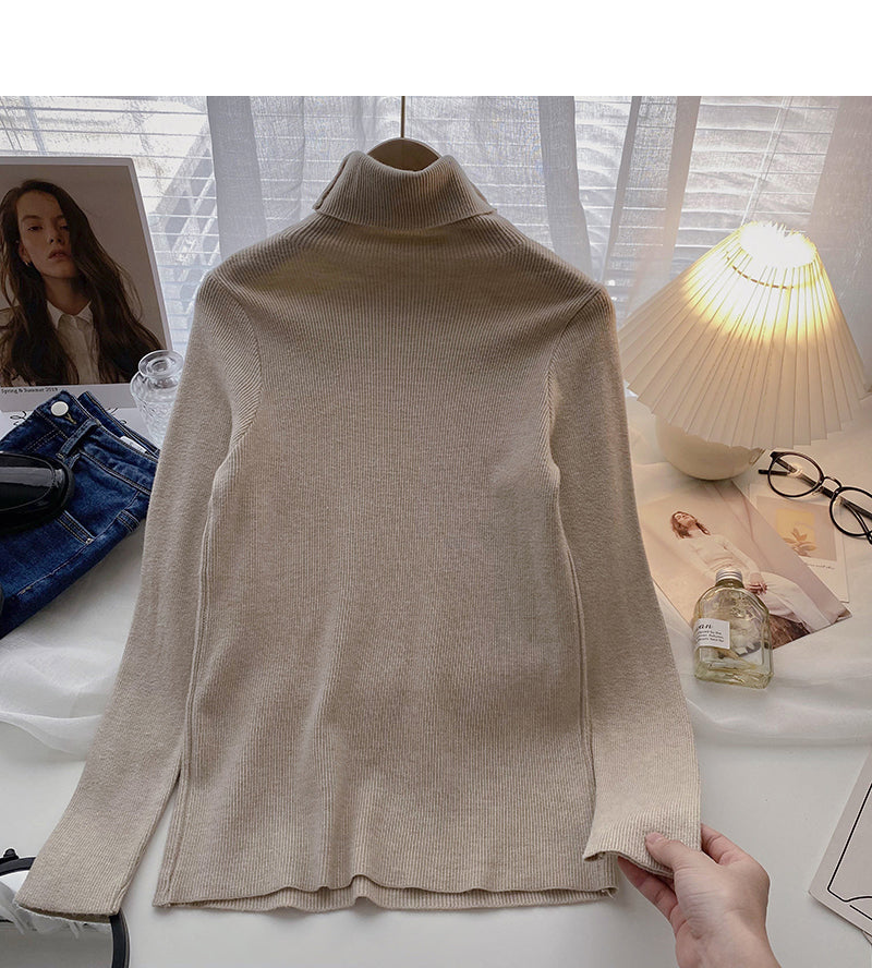 Korean high neck Pullover long sleeve slim slim top  6646