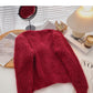 Single breasted V-neck Vintage French sweater coat  6182