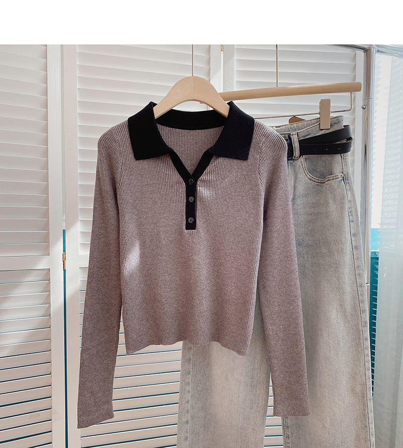 Kurzer Slim-Fit-Pullover mit Farbblockierung 6491