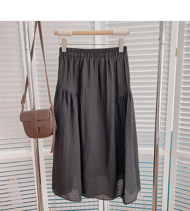 Korean version small fresh pure color versatile high waist skirt  5821