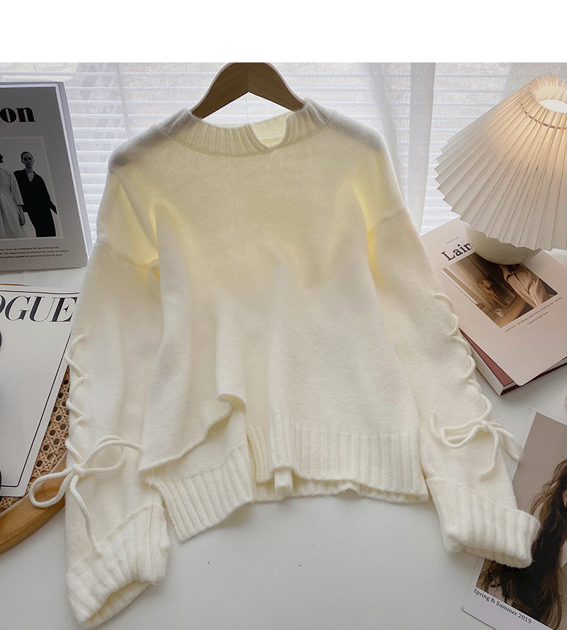 Neues koreanisches Design Kordelzug Slim Pullover Top 5974