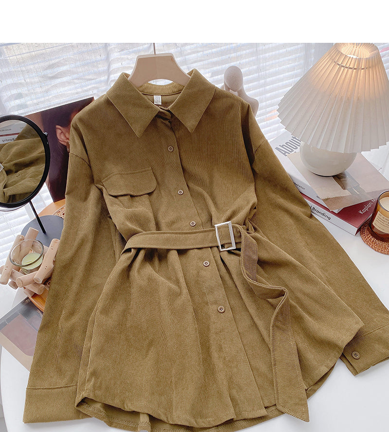 Haut à manches longues avec lacets et ceinture de style coréen 6340