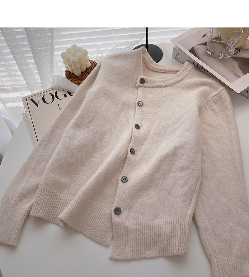 Single breasted irregular design fashion lazy loose top  5899