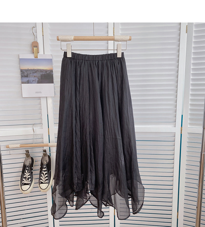 Versatile slim draped high waist A-line skirt  5806