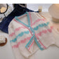 Petit haut tricoté à manches courtes et longues pour fille fraîche et contrastée 5855