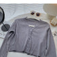 Long sleeve V-neck short T-shirt solid small coat  6442