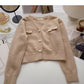 Single breasted V-neck Vintage sweater cardigan female  6013