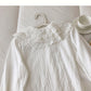 Female Crocheted hollow out baby collar breasted cotton linen shirt  6250