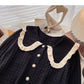 Sweet contrast lace doll Neck Long Sleeve Top  6113